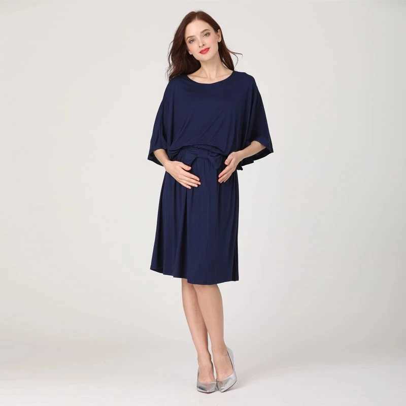 Maternity Dresses Emotion Moms Pregnant Womens Dress Invisible Breastfeeding Clothing Loose Hat Soft Elastic Elegant Care Q240427