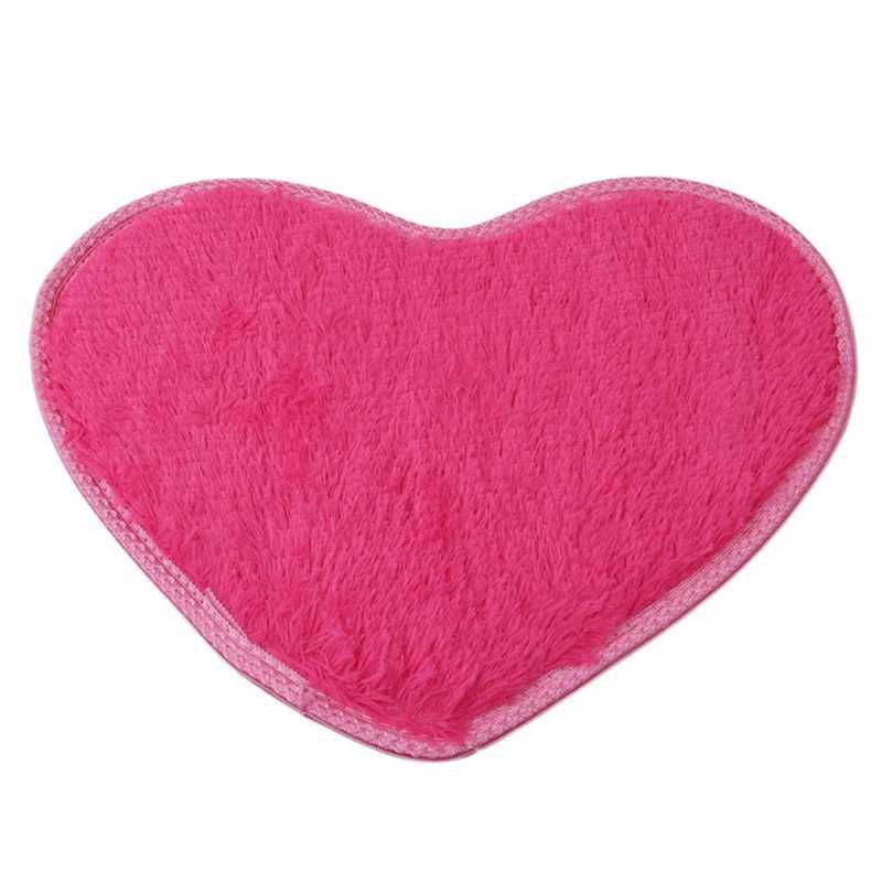 Teppiche 26*37 cm Liebe herzförmige Fußmatte Nicht-Rutsch weiche Push-Bodenmatte Badezimmer Boden Teppich für Wohnzimmermatten Faux Shaggy Teppiche