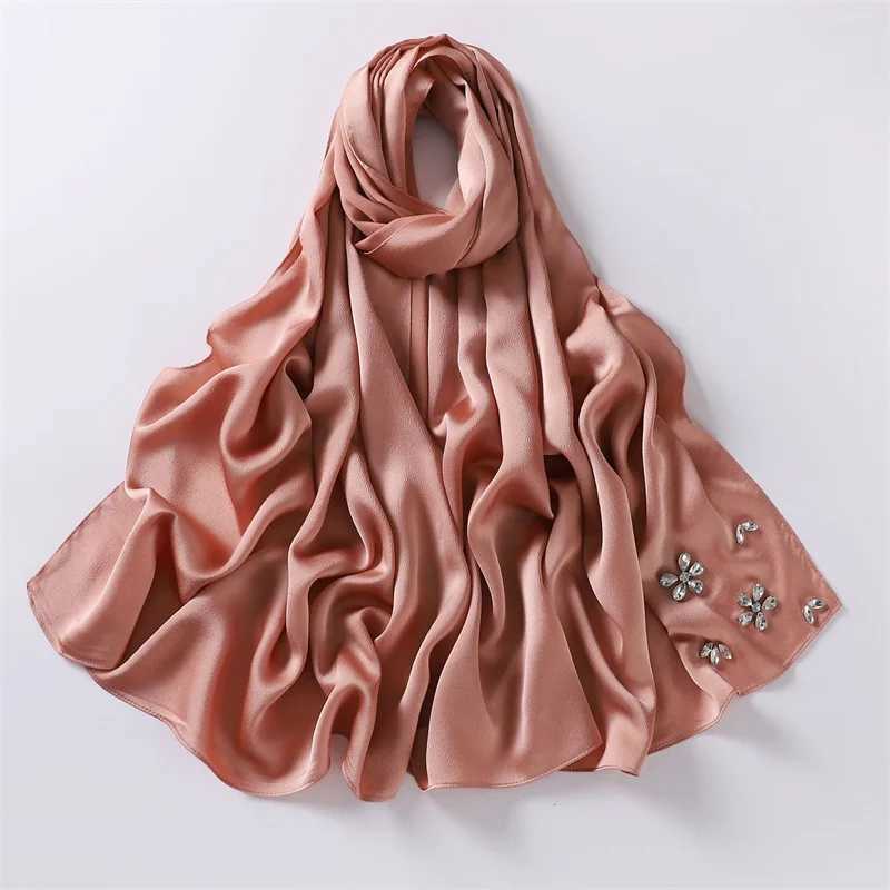 Shawls 2023 Luxury Stitch Diamond Floral Bubble Chiffon Instant Hijab Shawls Dama de alta calidad Bufandas Ramadan Muslim Sjaal D240426