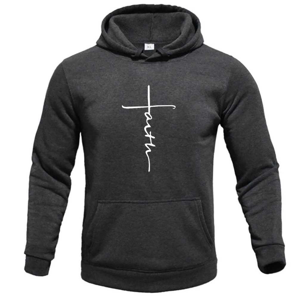 Mens Hoodies Sweatshirts Faith Mens Leisure Sports Hoodie Staff Collar Large Fashion Letter Tryckt Sweatshirt Wool Hoodie Herrkläder Fashion 240425