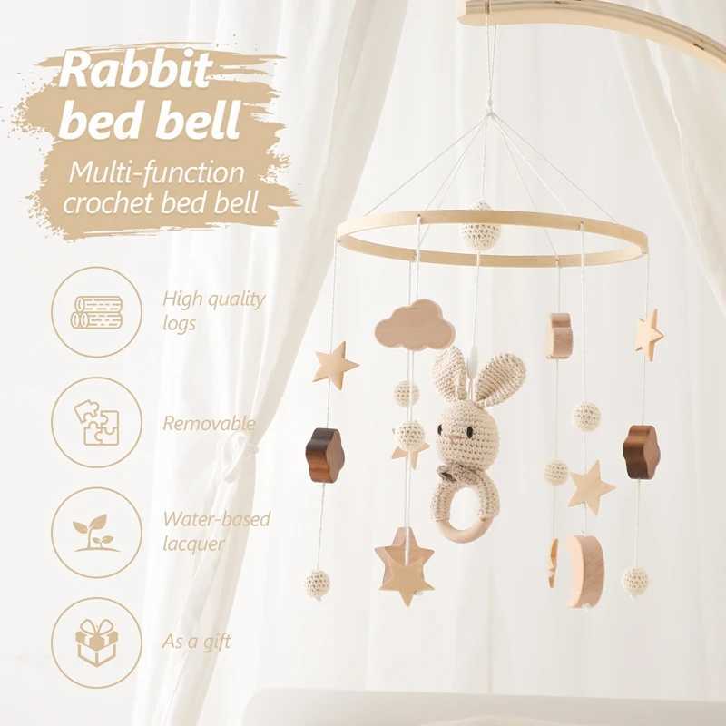 Mobiles# Baby Cloud Grzeźby Crib Mobile Toys 0-12 Miesięć Bell Musical Box Nowonarodzone łóżko Bell Toddler Grzechotki karuzeli do muzycznego prezentu zabawki D240426