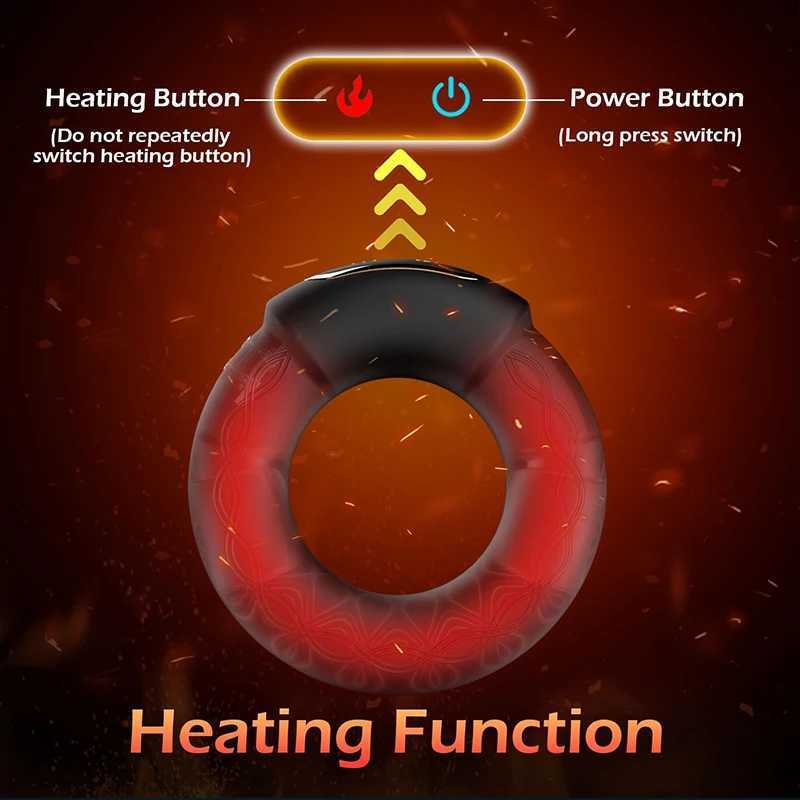 Nxy Cockrings Vibrating Penis Cock Ring with Heating Delay Ejaculation Vibrator Adult Sex Toys Male Longer Harder Erection 240427