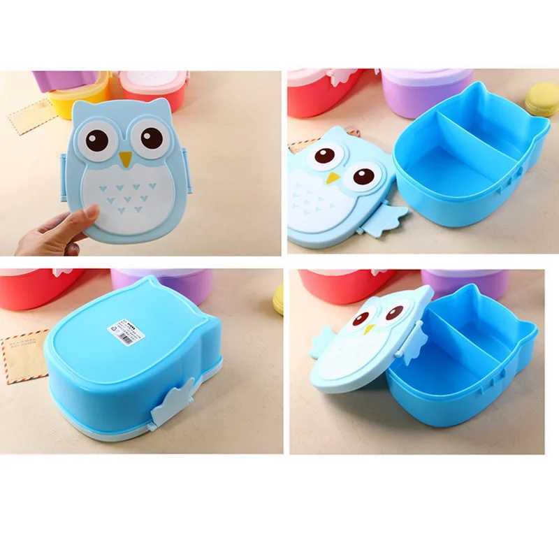 Bento Boxen Cartoon Owl -Form Lunchbox Bento Tragbarer Lebensmittelbehälter mit Löffel für Kinder Studenten auf Lager Outdoor Picknicks Q240427 geeignet