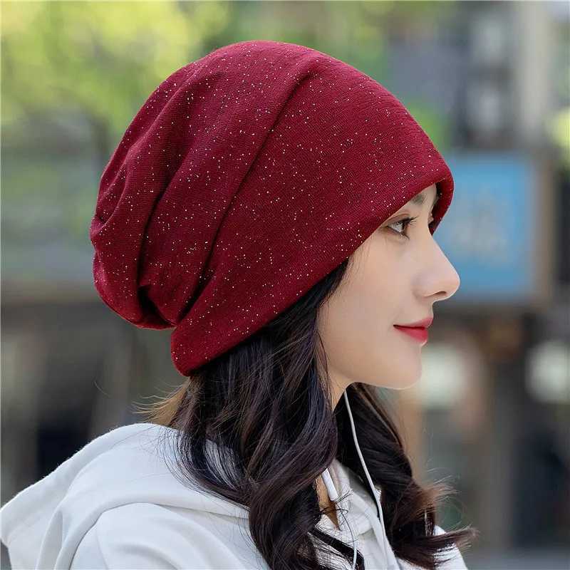 Bandanas Durag Womens Summer Silver Dot Satrable Sol Spring y otoño Autum a prueba de viento Sombrero de embarazo cálido Múltiple ropa de cabeza funcional 240426