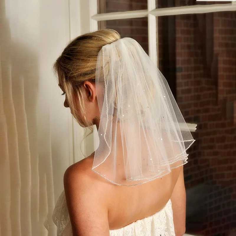 Bijoux de cheveux de mariage Crystal Veils Bridal Courts 1 Veil Pobie de mariage Party Party Bride Accessoires pour femmes et filles Ivoire blanc