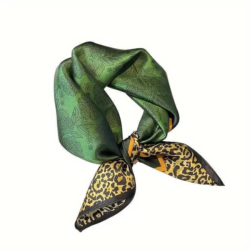 Bandanas Durag 20.87 Bohemian Paisley Flower Square Headband Imitates Silk Green Small Neck Scarf Fashion Casual Headband 240426