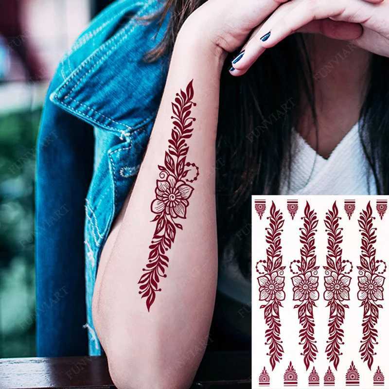 Trasferimento tatuaggio nuovo design henné adesivi tatuaggi fiore a mano tatuaggi temporanei festa di nozze tatuaggi finti donne body art 240427