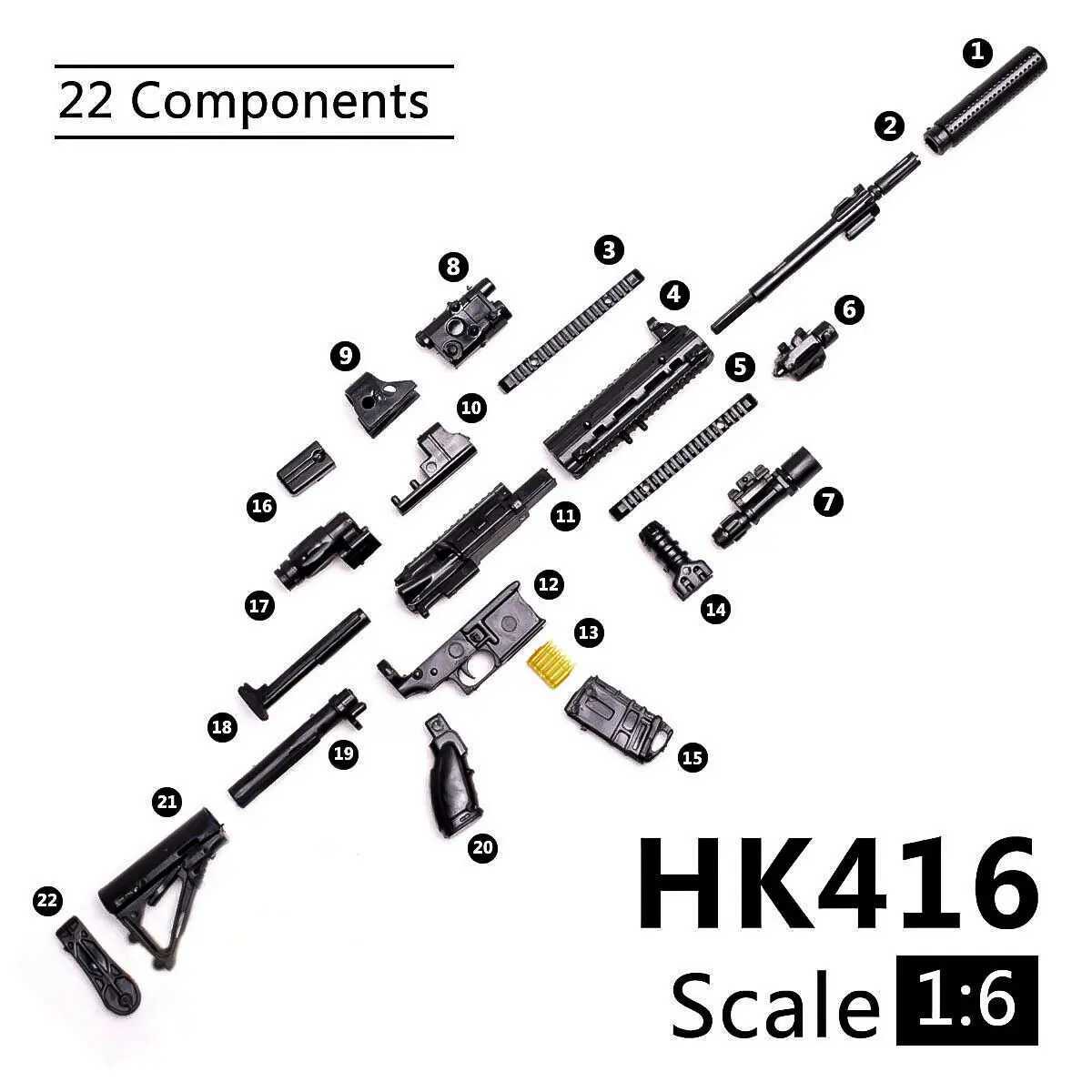 3D -pussel 1 6 PUBG M416 HK416 Rifle Assembly Gun Model Assembly Puzzle Action Diagram Byggnad Bricksl2404