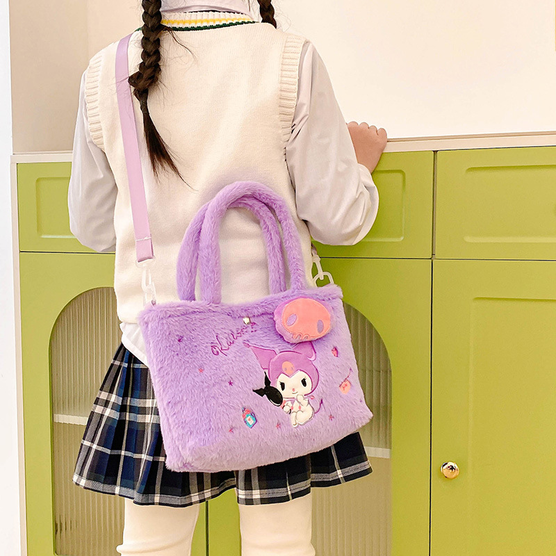 Plüschbag Cinnamoroll Handtasche meine Melodie Aufbewahrung Schulter Make -up -Tasche Anime Stoffed Plushie Rucksack Geschenk Girl