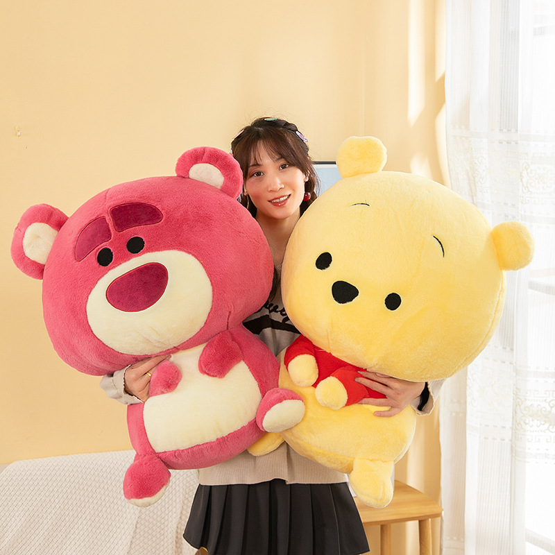 Wholesale cute pink yellow teddy bear plush toy pillow large doll gift