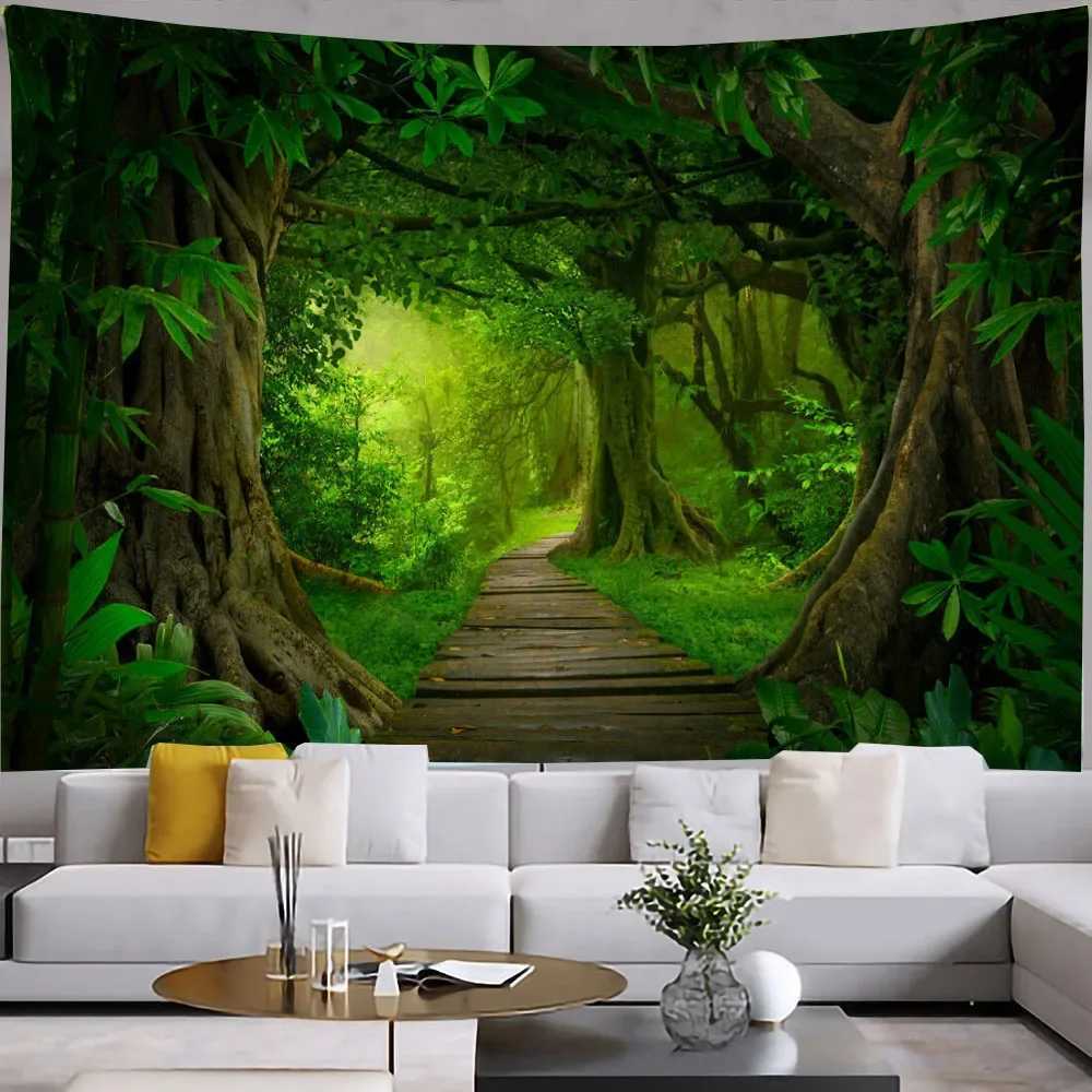 Tapices selva tropical tapiz pared colgante bosque de la habitación psicodélica accesorios de decoración natural