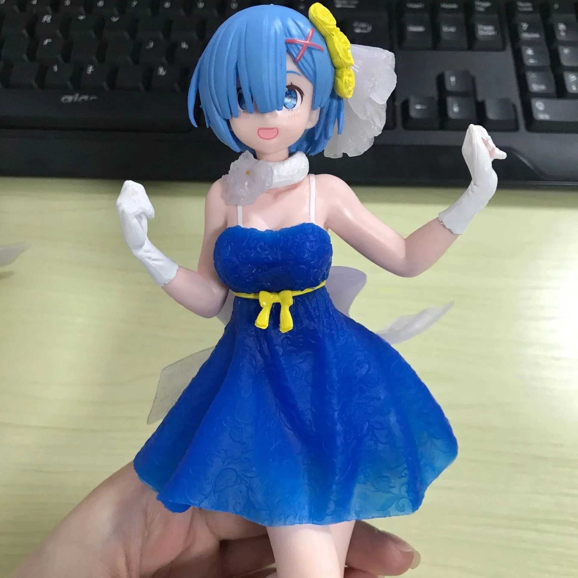 MANGA ANIME REM FIGURE ANIME RE PARTICLAGE DE SCRACK VIVANT DANS UN AUTRE MONDE KAWAII REPLIQUE CRISTAL BLEU BLEU ET BLANC MOTEUR MIGLE 24CM PVC PVC STATIC TOYL2404