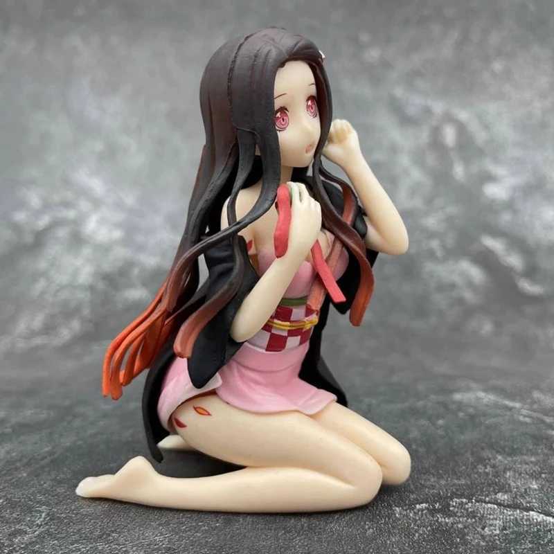 MANGA ANIME 12CM Demon Killer Kamado Nezuko Kimono Dress Model Toy Pvc Doll Tout Gift Series Static Dolll2404