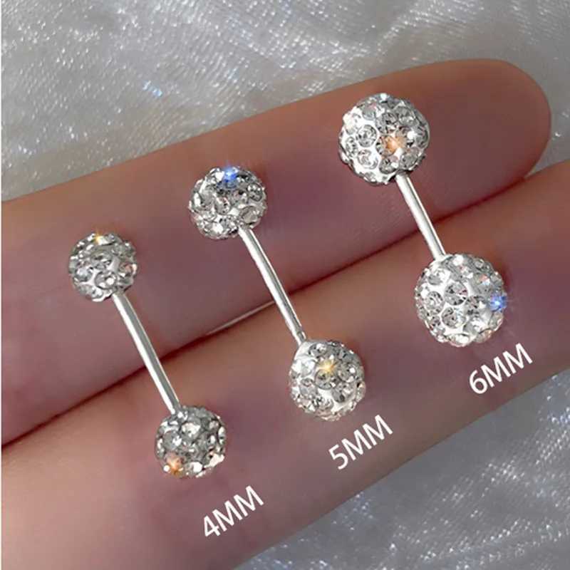 Stud Stainless Steel Unisex Women Men Round Crystal Zircon Ear Studs Earrings 4 Prong Tragus Cartilage Piercing Fashion Jewelry d240426