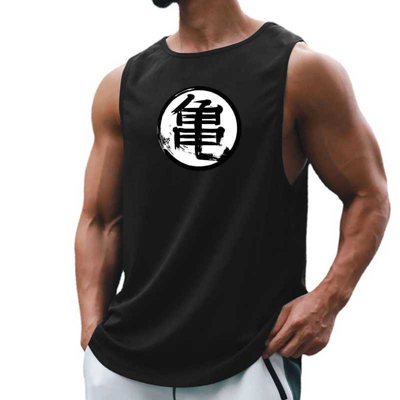 Débardeur pour hommes japonais script de tortue anime imprimé pour hommes vêtements de gym de gym de fitness