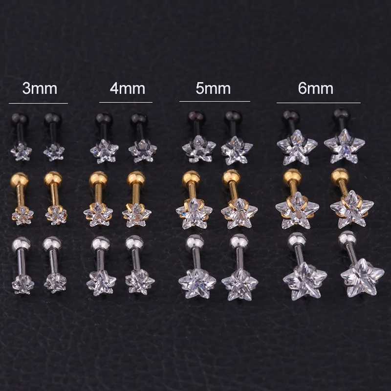 Stud Helix Piercing Star Earrings Women Trend 2023 Zircon Lob Rook Piercing Tragus Daith Brosket Ear smycken Body Accessories D240426