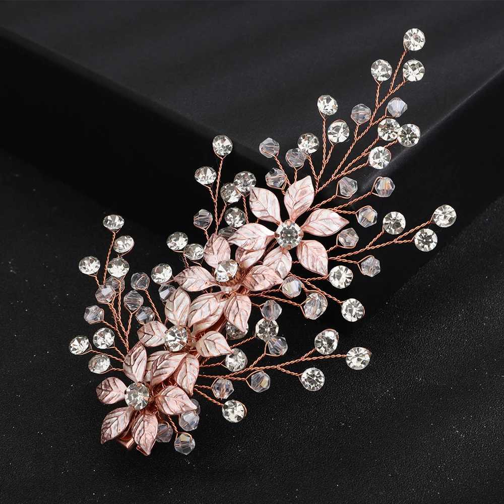 Hair Clips Barrettes Silver Color Flower Bridal Hair Clips Handmade Party Wedding Head Jewelry Accessories Trendy Bride Headpiece for Women Tiaras 240426