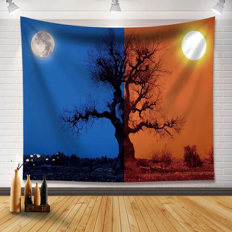 Tapestries Moon Starry Sky Tapestry European en American Home Decoration Achtergrond Stoffen Poster Doek Dormitory Art Ins Hanging Decor