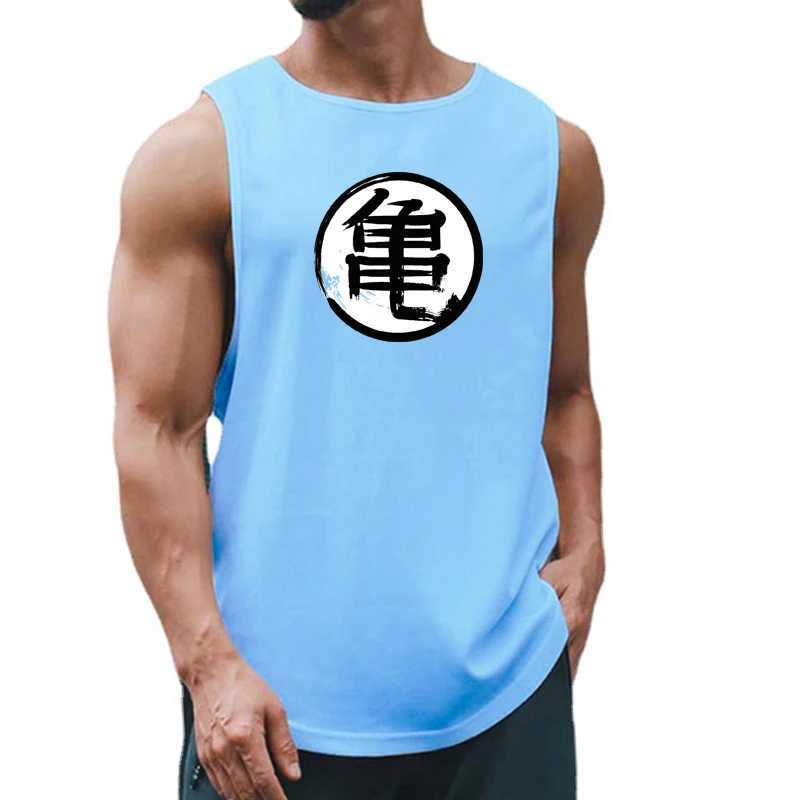 Débardeur pour hommes japonais script de tortue anime imprimé pour hommes vêtements de gym de gym de fitness