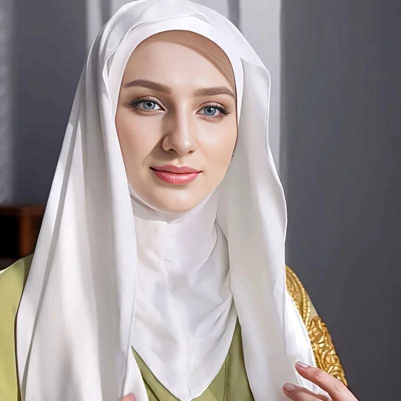 Bandanas Durag Solid Color Chiffon Amira Headscarf Thin Breathable Soft en Comfortabele Ramadan Hoofddoek Simple Sun Protection Instant Womens Headscarf 240426