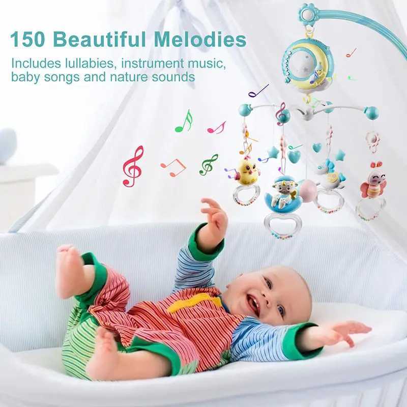 Mobiles# Baby Mobile Rattles Toys 0-12 Months For Baby Newborn Crib Bed Bell Toddler Rattles Carousel Musical Cots Toy For Kids Gift d240426