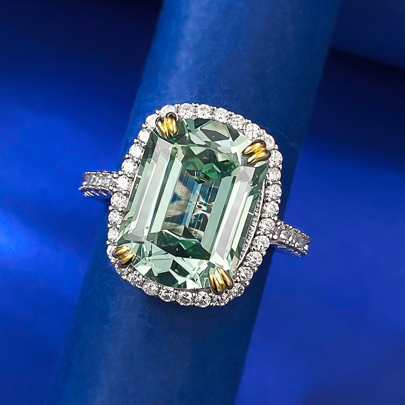 Choucong varumärke bröllopsringar lyxiga smycken real 100% 925 sterling silver kudde form turmalin grön moissanite diamant ädelstenar party kvinnor förlovningsring
