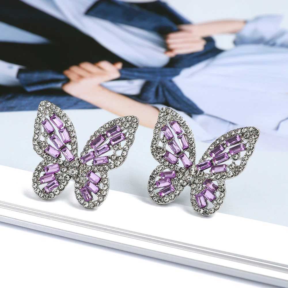 Stud Elegant Cute Colorful Crystal Butterfly Stud Earrings For Women Girl Trend Luxury Quality Fashion Party Jewelry Accessories Gift d240426