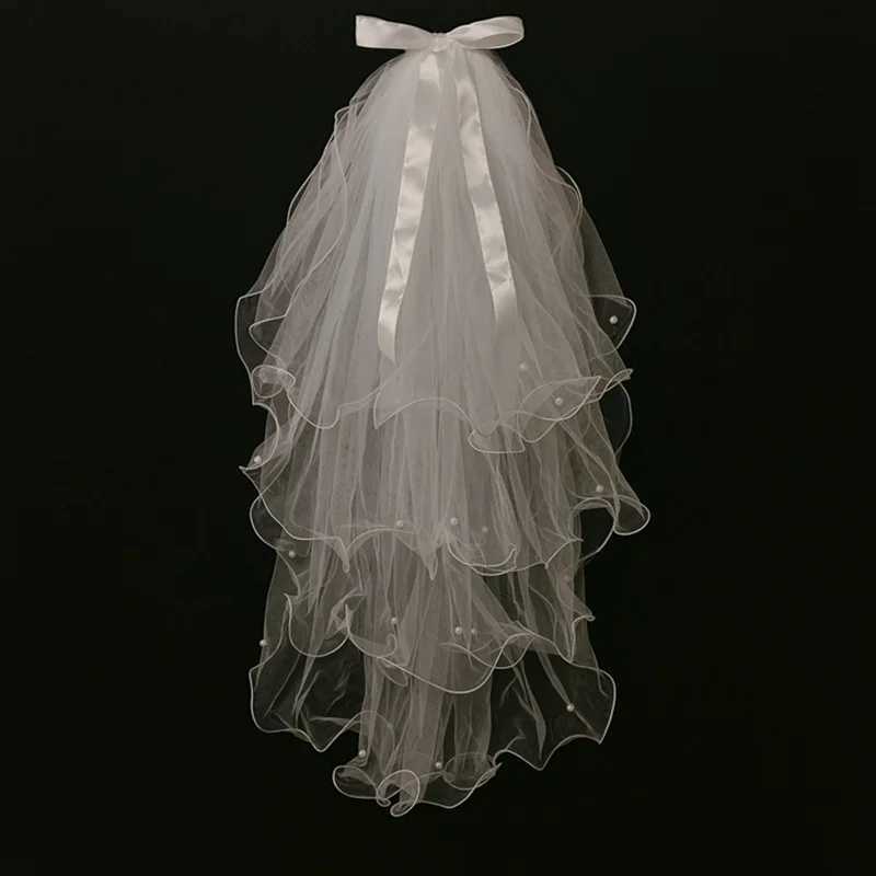 Wedding Hair Jewelry Short Tulle Cheap Bridal Veil With Comb 2021 Sale Wedding Accessories Mariage 2 Layers White Ivory Stock Simple for Women