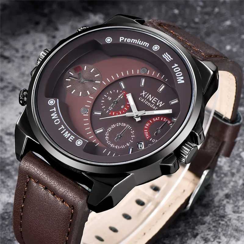 Wallwatches Xinew Brand Cheap ES For Men Students Fashion Leather Band Simple Fecha de cuarzo Erkek Barato Saat Relogio Masculino Q240426