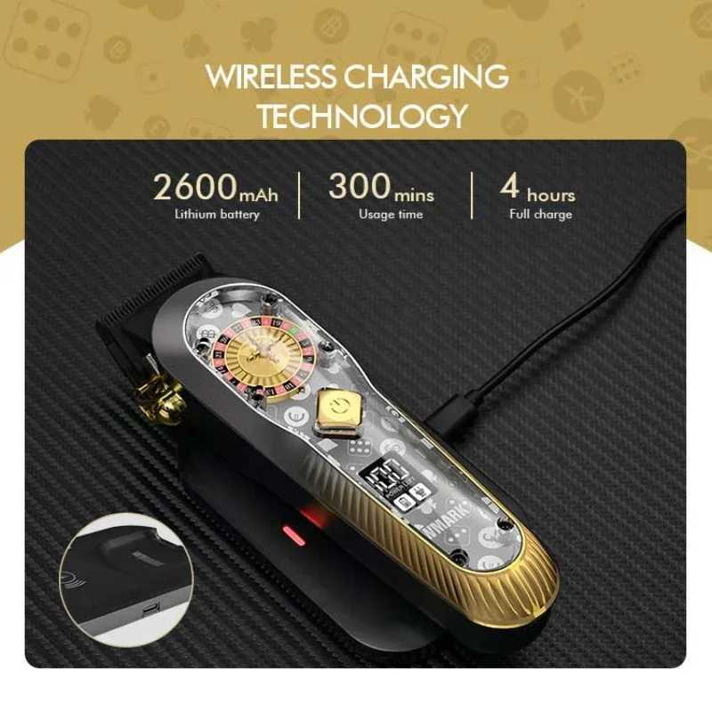 Hair Trimmer 2024 WMARK NG-134/130 Wireless Charging Technology Patent Design Clips High Quality Fading Blades with Adjustable Zero Overlap Q240427