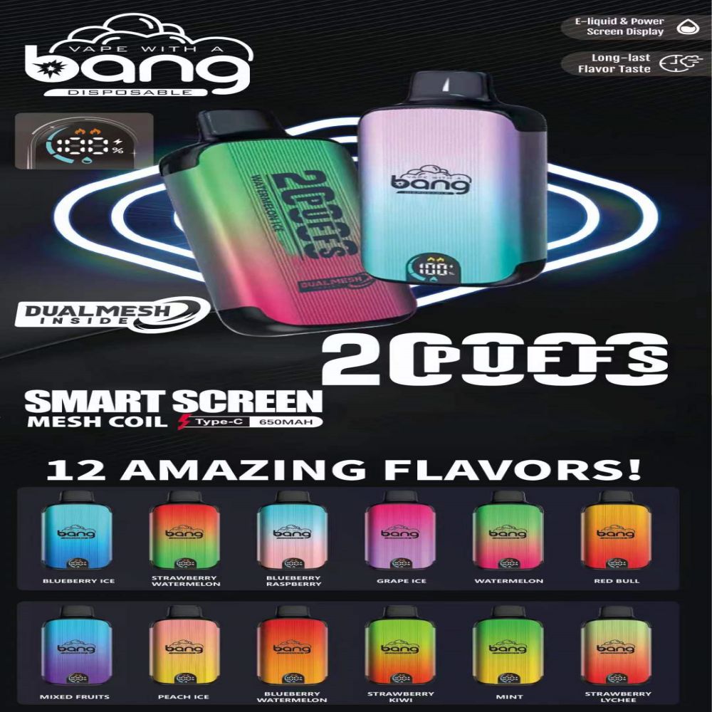 BANG ORIGINALE 20000 sbuffi e sigarette usa e getta a maglie 23 ml batteria baccello ricaricabile sigarette elettroniche cigoli 20k 2% 3% 5% kit penna a vape personalizzabile 12k 9k 15k