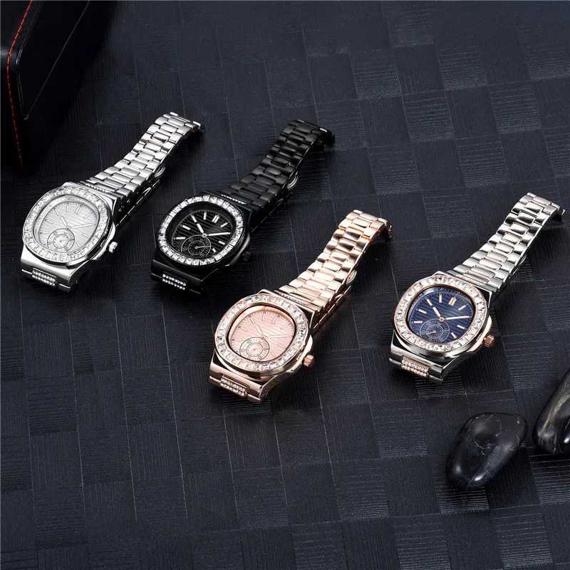 Wristwatches / Men Brand es Silver Fashion Alloy Band Hip Hop Diamond Quartz Luxury sss Supply Montres de Marque Luxe Q240426