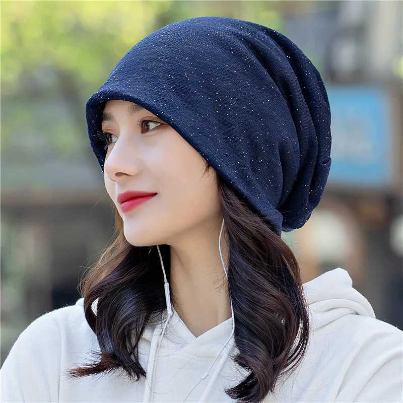 Bandanas Durag Womens Summer Silver Dot Satrable Sol Spring y otoño Autum a prueba de viento Sombrero de embarazo cálido Múltiple ropa de cabeza funcional 240426