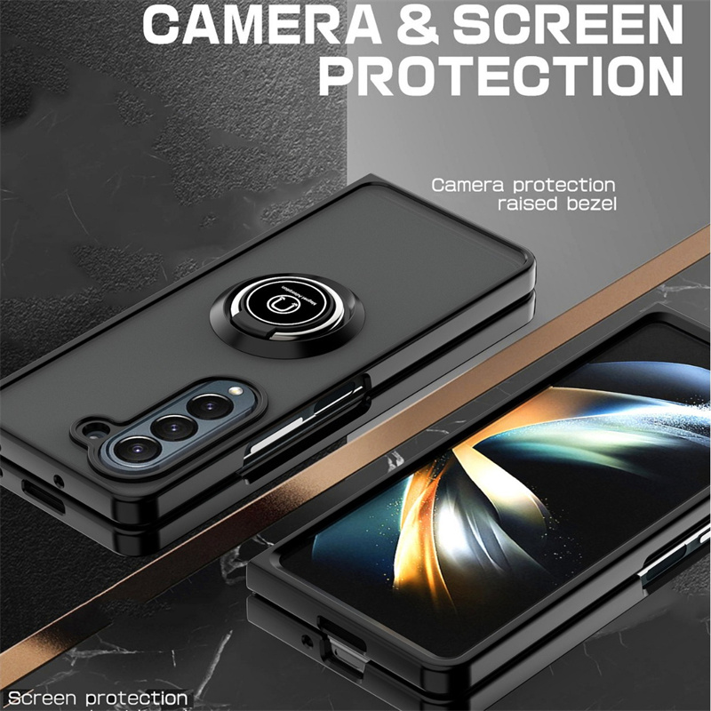 Case de teléfono del soporte de anillo magnético al por mayor para Samsung Galaxy Z plegable 6 5 4 plegable 5 plegable 3 cubierta a prueba de choque de carcasa dura mixta