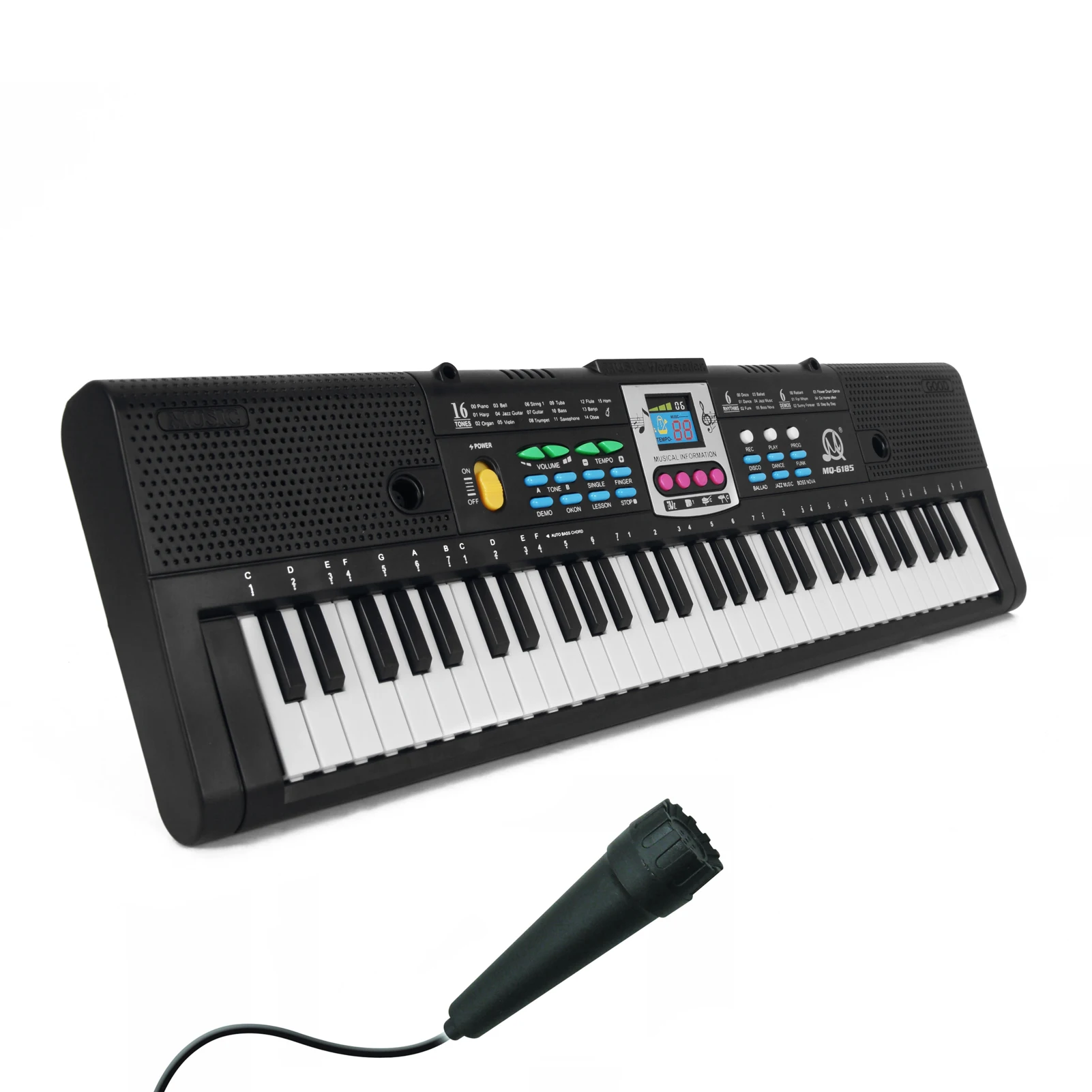 Keyboards 61 Key Electronic Keyboard with Digital Display Screen Kid Multifunctional Electric Piano with Microphone Interface for Beginner