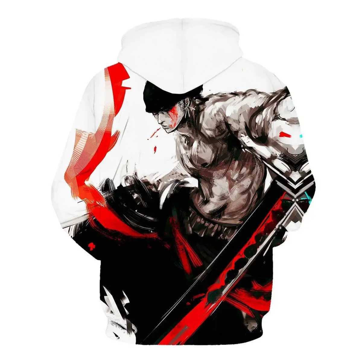 Шаллеры Мужские толстовок толстовок новая мультфильм One Piece Roronoa Zoro 3D Hoodie Mens Mens Fashion Casual Playting Clothing Funny Spring Sports Rush Ruber 240425