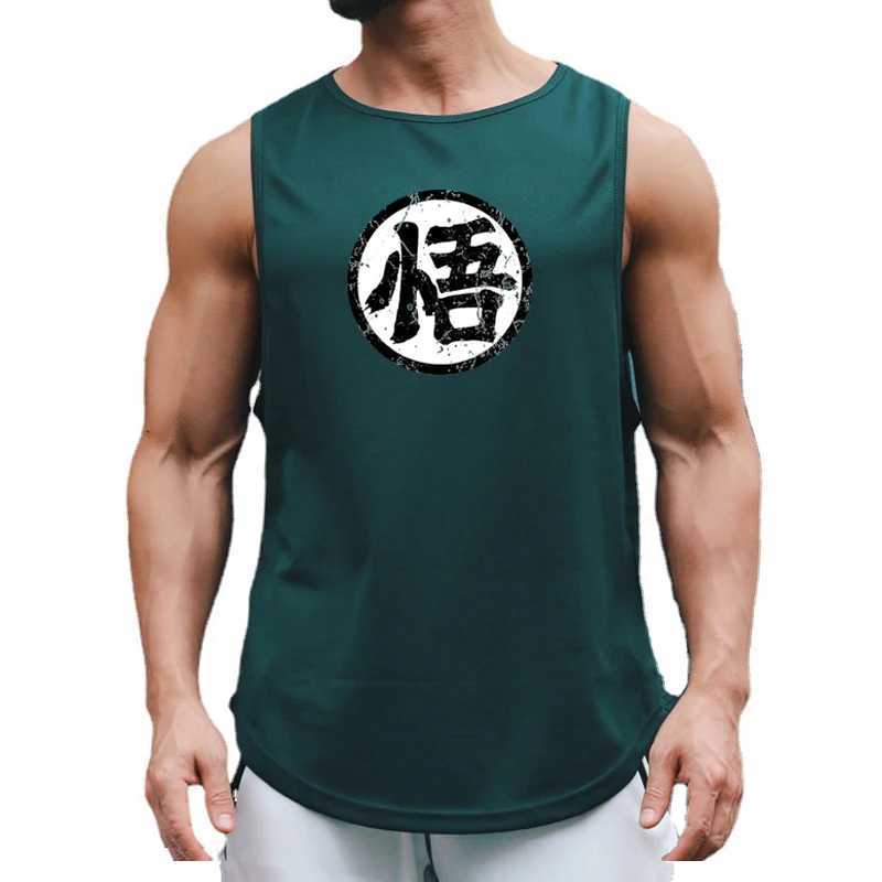 Débardeur pour hommes anime japonais wu police imprimé pour hommes vêtements de gym de gym de fitness single ensemble de séchage rapide