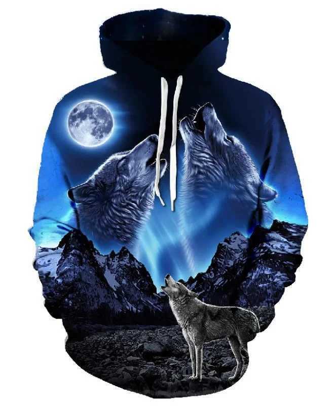 Sweatshirts Mens Hoodies Sweatshirts Autumn New Hoodies Mens/Womens 3D Ferocious Wolf Head Printing Sweatshirt Kids Fashion Hip Hop Casual Coat Mens Hoodie 240425