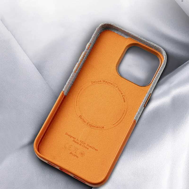 Titolare della scheda Case di cellulare Magsafe Leather Telefono iPhone 14Pro Max 15 13 14 Pro 12 hit tasca a tasca wireless in lega di ricarica cover J240426