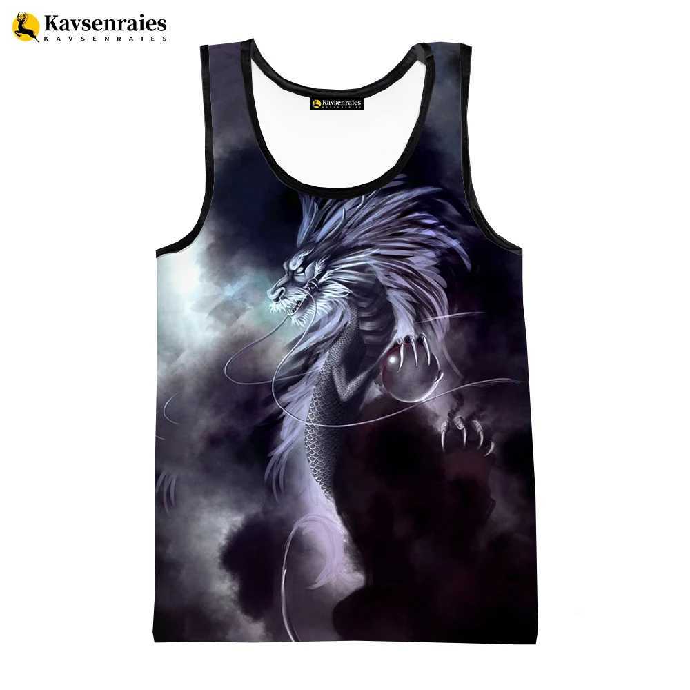 Herren -Tanktops 2023 Chinesische LOONG 3D -Druckweste Sommer Street Mode Sweater ärmellose Top Jungen Mädchen Cool Fashion Vest Topl2404