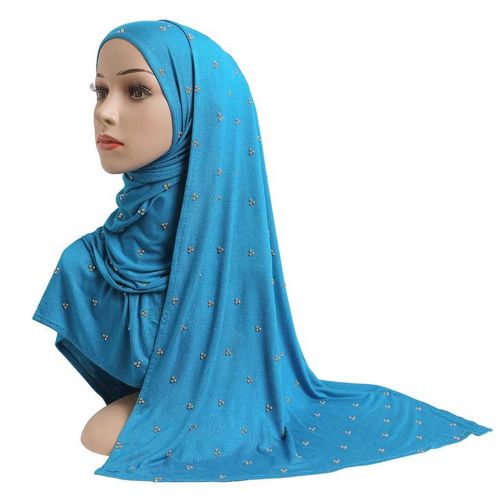 Bandanas Durag H201 Écharpe en tricot en coton doux de haute qualité avec perles Modal Headscarf Femmerscarf 240426