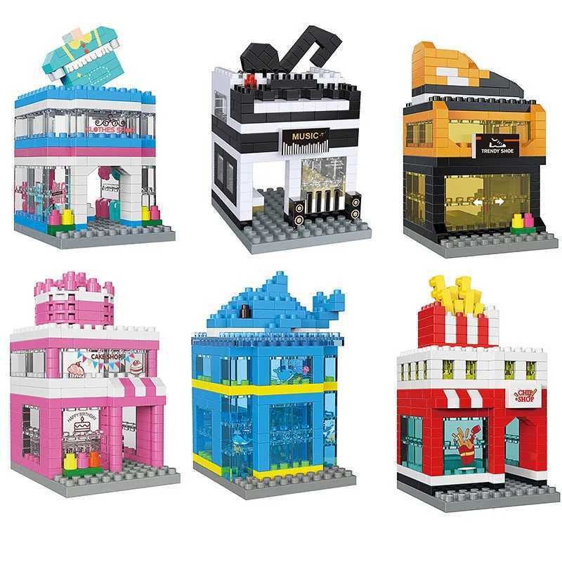 Transformation Toys Robots House Blocks Bloks Mini City Street View Store odzieżowe Aquarium 3D Model Building Bloks Zespół Dzieci
