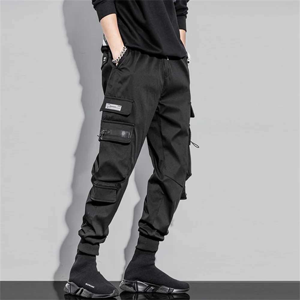 Men's Pants Mens cargo pants with multiple pockets and drawstring Trousers outdoor mens sports pants mens hip-hop jogging pantsL2404