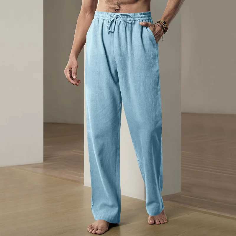 Pantalones de hombres pantanos de moda pantalones anchos pantalones de lino zarza Corea