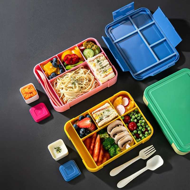 Bento Boxes the Childrens Lunch Box مغلق في سلطة الفاكهة المصنفة وميكروويف تسخين Bento المستخدمة كأداة المطبخ Q240427