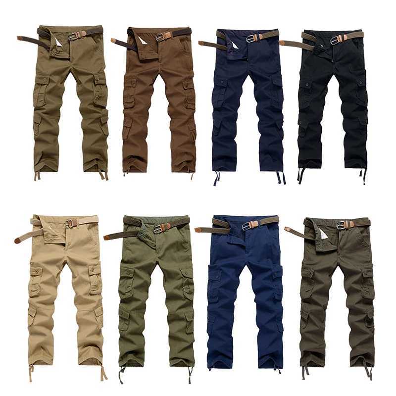 Men's Pants Plus Size 44 Spring/Summer Mens Cotton Cargo Pants Mens Multi Pocket Mens Casual Jogging Pants MensL2404