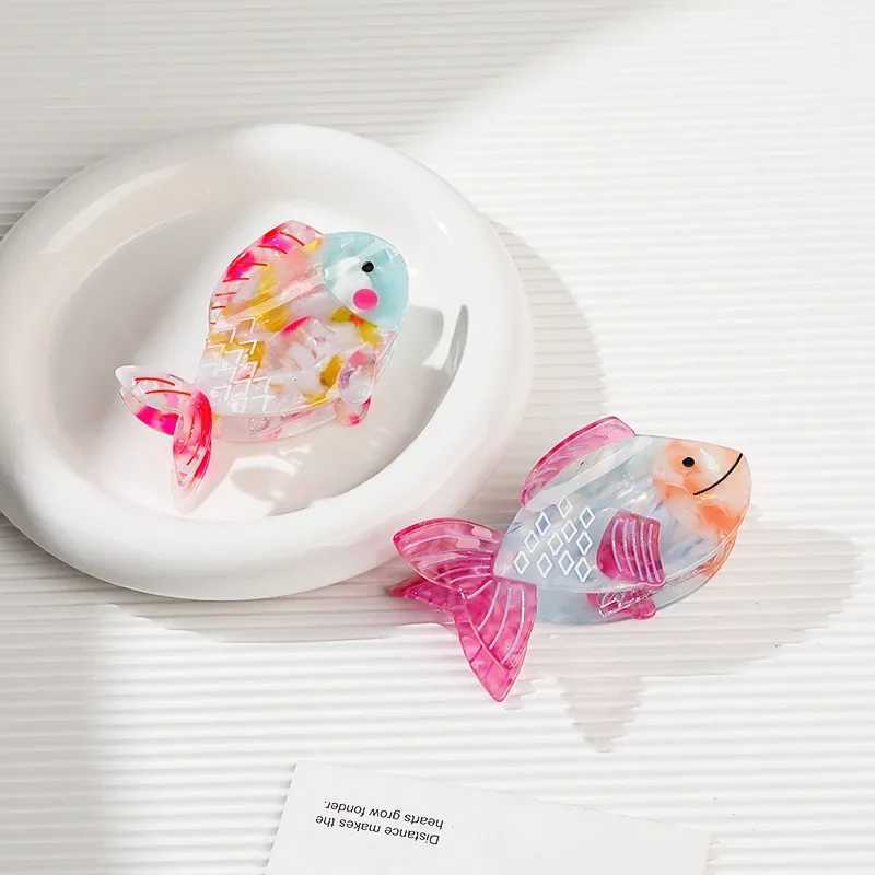 Hair Clips Barrettes YHJ Creativity Cute Colored Fish Claw Acetic Acid with Water Crab Clip Female
