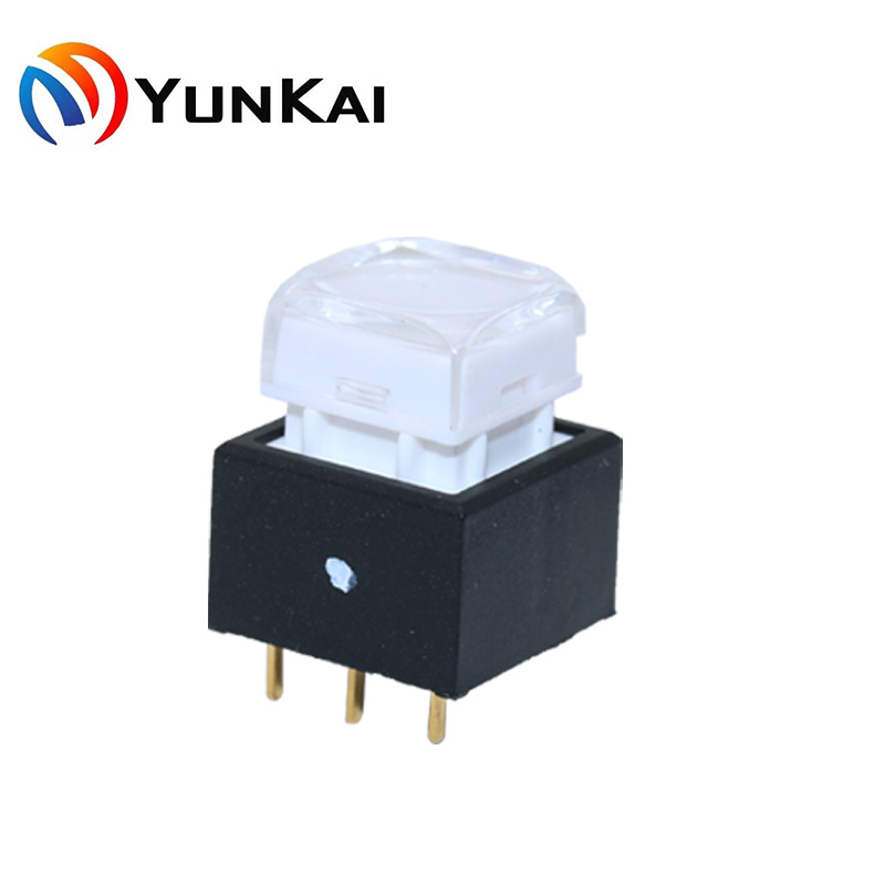 12*12mm Transparent Square flat Cap Momentary LED Illuminated SPDT/DPDT Pushbutton Switches