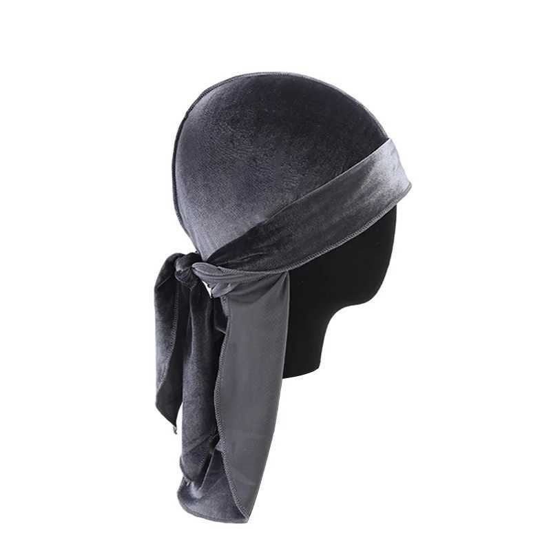 Банданас Durag Новый унисекс Velvet Durags Bandana Urban Hat Mensable Heart Theple Long Tail Doo Rag Durags Pirate Hat Hip Hop Headds 240426