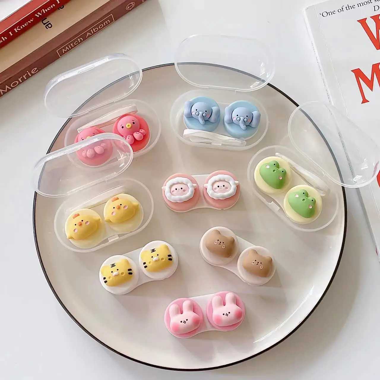 Contactlens accessoires schattig octopus contactlens kast dames mooie cartoon gekleurde lenzen container schoonheid lens opbergdoos reisset cadeau meisje d240426